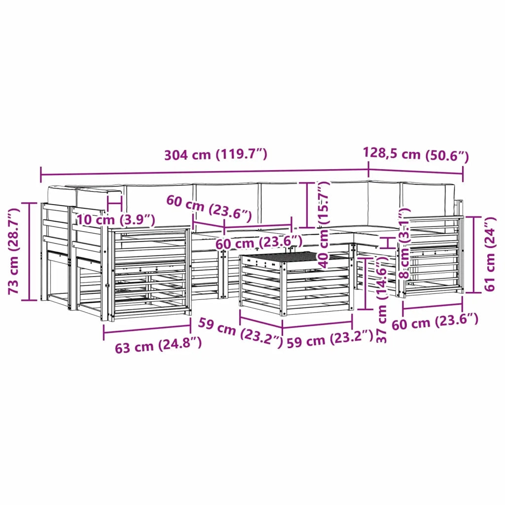 Set divani Legno di Acacia Massello 3391567