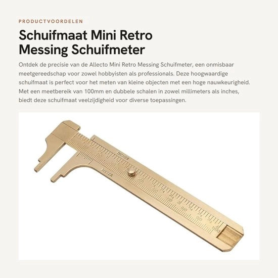 Misuratore a Vernier Mini Retro in Ottone con Scala Duplice mm/inch - 80mm/100mm Opzionale - Alta Precisione