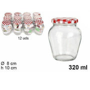 Trade Shop - Set 12 Pezzi Contenitore Barattolo In Vetro Con Coperchio Multiusi 320ml 108717 -