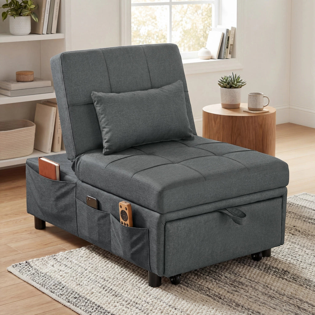 Divano letto imbottito ¨C Zephmum ¨C Grigio