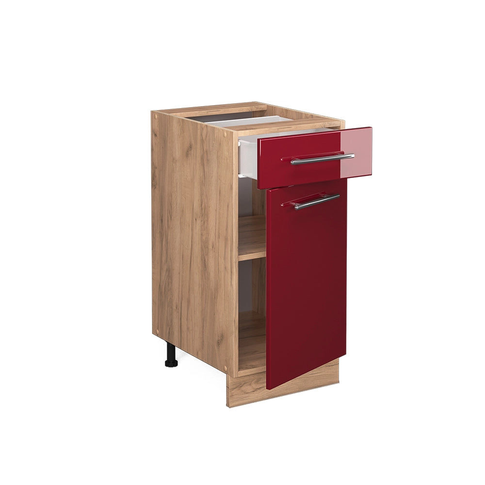 Mobiletto base per cucina Fame-Line Bordeaux lucido/Rovere dorato 40 cm, PL Marmo Vicco