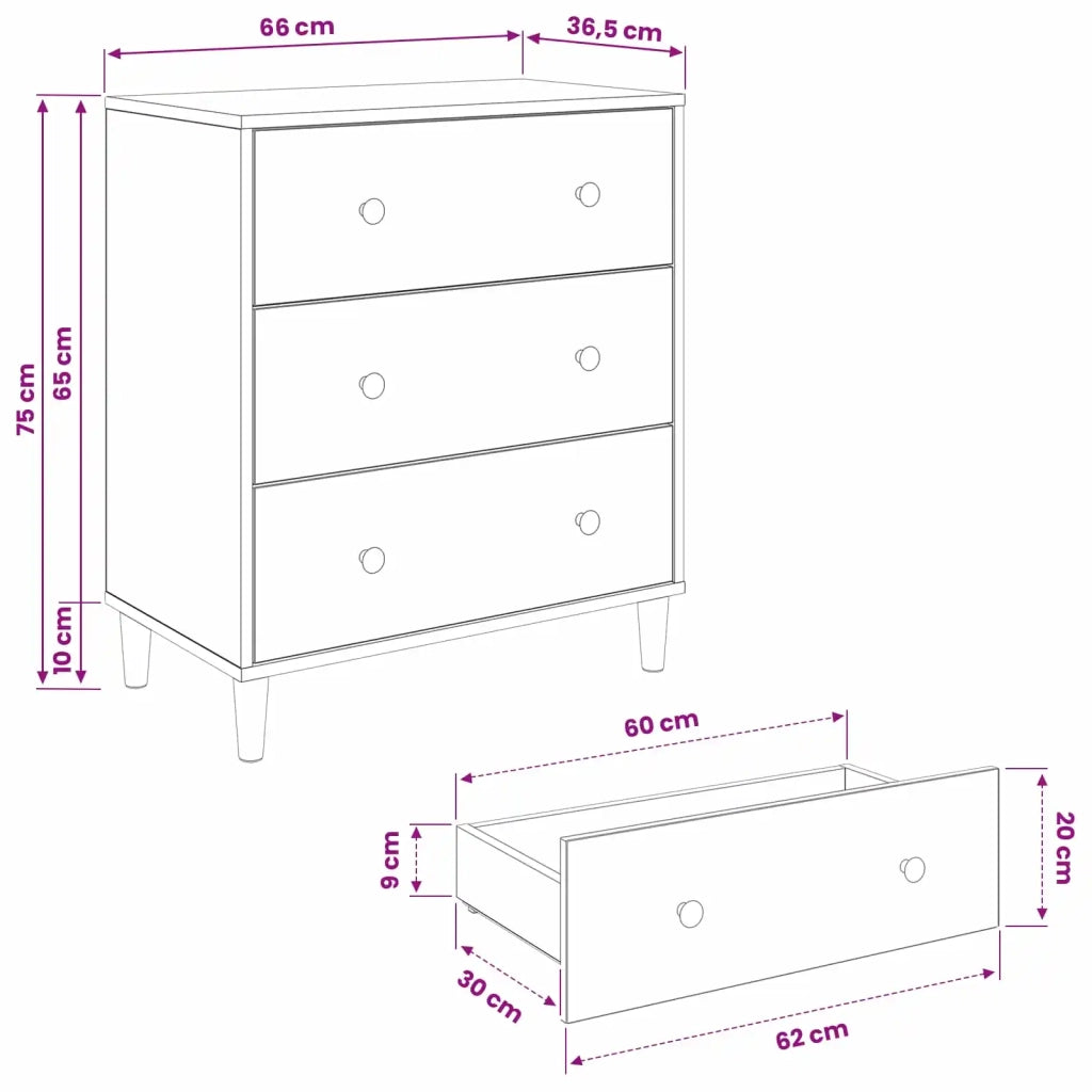 Cassettiera GELEEN Stampa geometrica smeraldo 66 x 36,5 x 75 cm 8007351