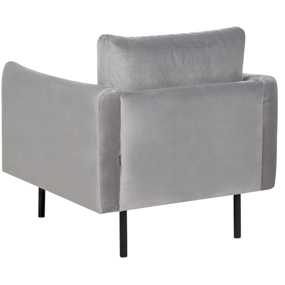 Poltrona moderna in velluto grigio con gambe nere Stile Retrò Moderno