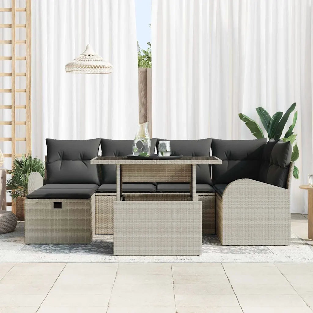 Set Divano da Giardino 7 pcs Grigio chiaro Poly Rattan 3361091