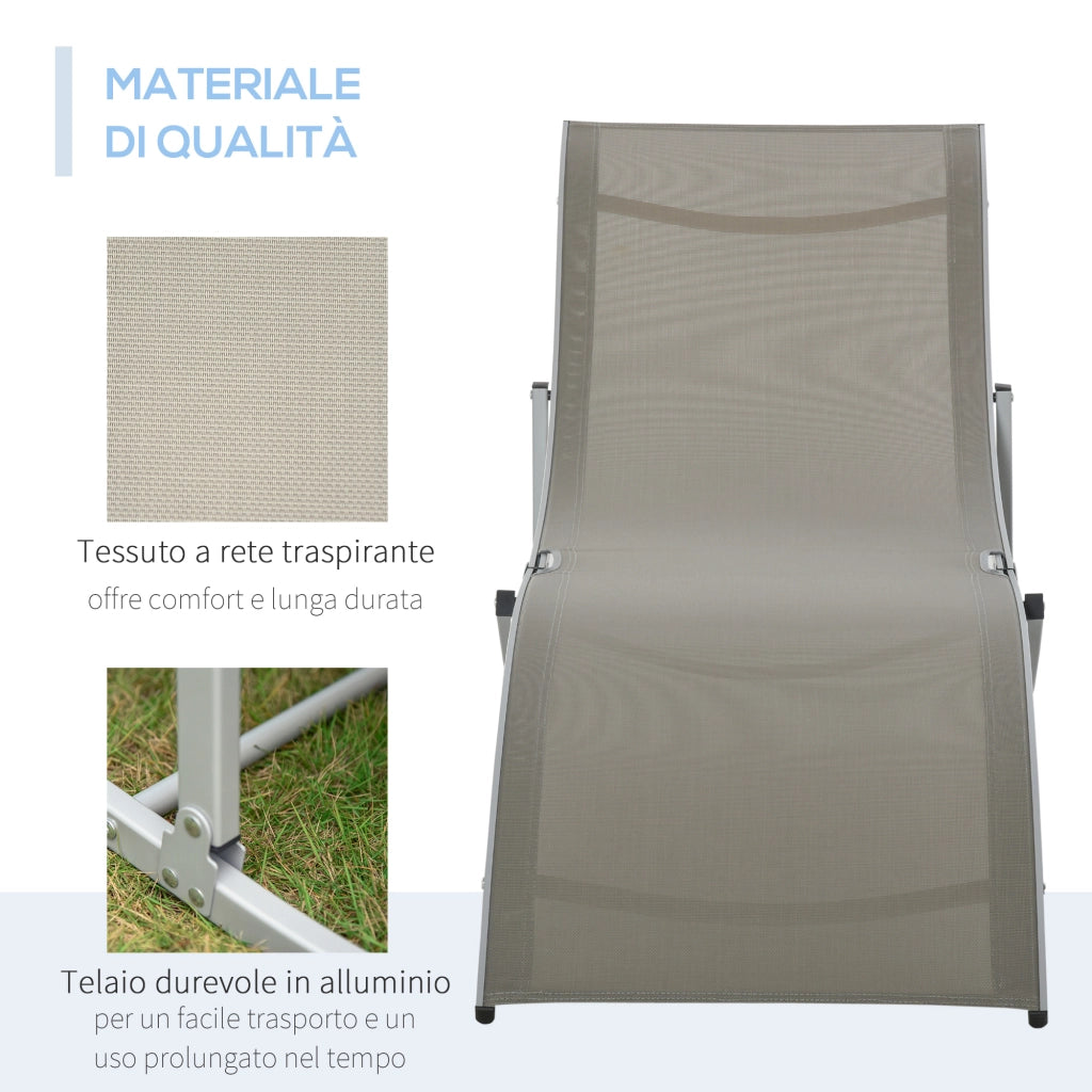 Lettino Prendisole Pieghevole ¨C Xylo ¨C Alluminio e Textilene, 61x165x63cm, Set 2 Pezzi