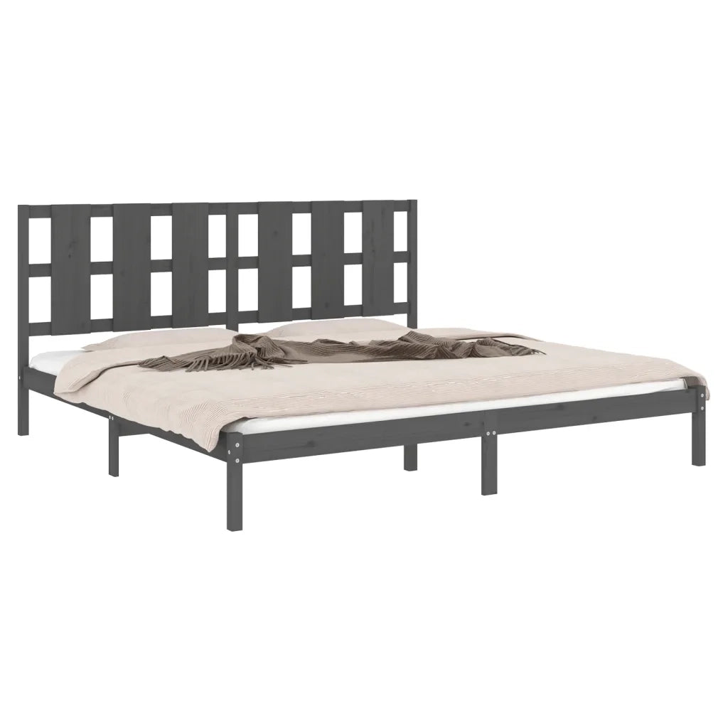 Giroletto-Struttura Letto Grigio in Legno Massello di Pino 200x200 cm 789557