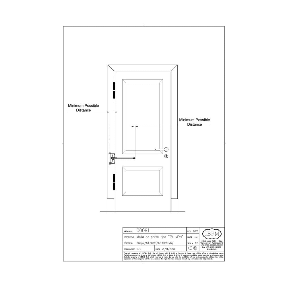 Chiudi porta a molla n° 4 reversibile - portata max 80kg