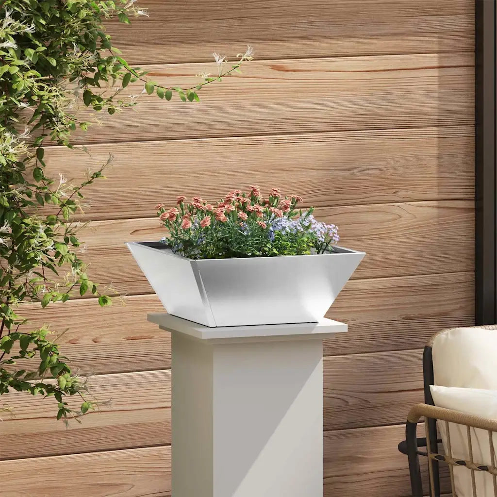 Fioriere | Cassetta per fiori | Vaso da giardino 5 pz Argento 40 x 40 x 15 cm