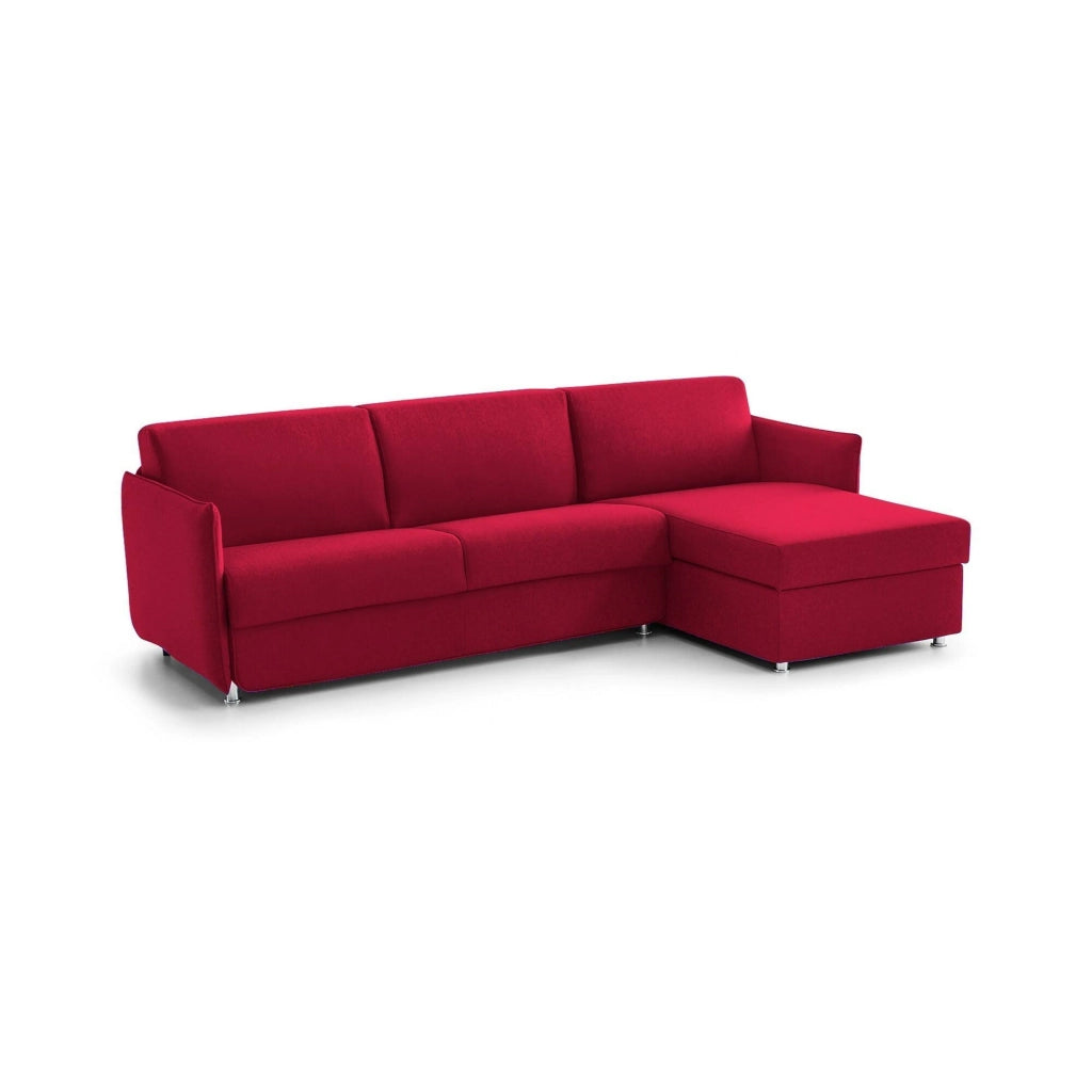 Sumirago, Divano Letto con Penisola Sfoderabile Made in Italy, 260x160 cm Rosso