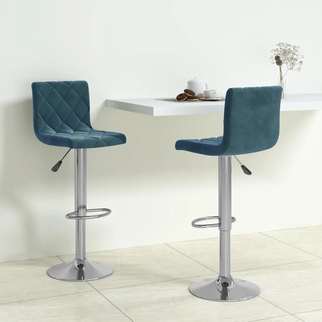 Sgabelli da Bar 2 pz Blu in Velluto 333691