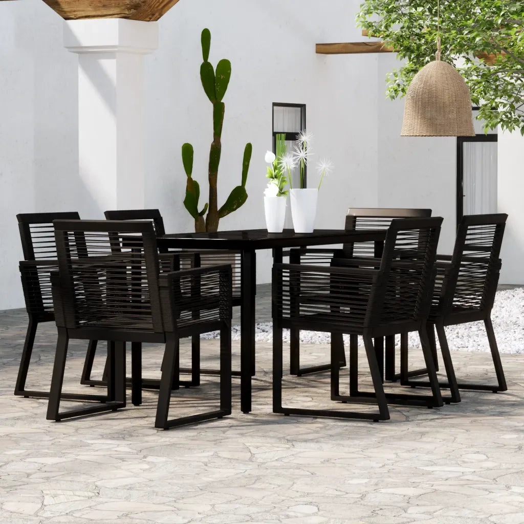 Set Mobili da Pranzo per Giardino 7 pz Nero 3099152