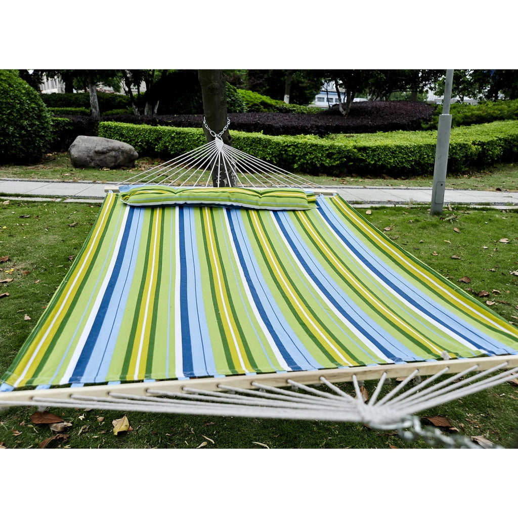 Amaca Sospesa da Giardino per 2 Persone con Cuscino ¨C Xylo ¨C Blu e Verde 340x140cm