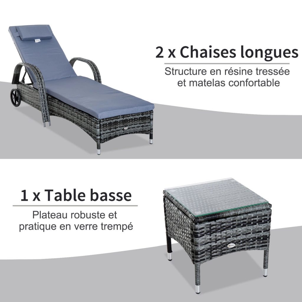 Set di 2 lettini prendisole con materasso ¨C Minimal ¨C grigio