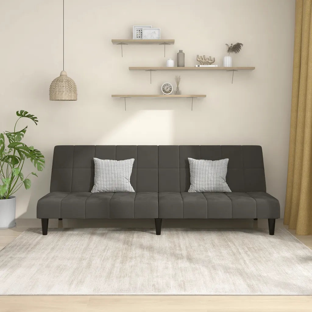 Divano Letto a 2 Posti-Sofa Letto 2 Posti-Daybed Grigio Scuro in Velluto 659702