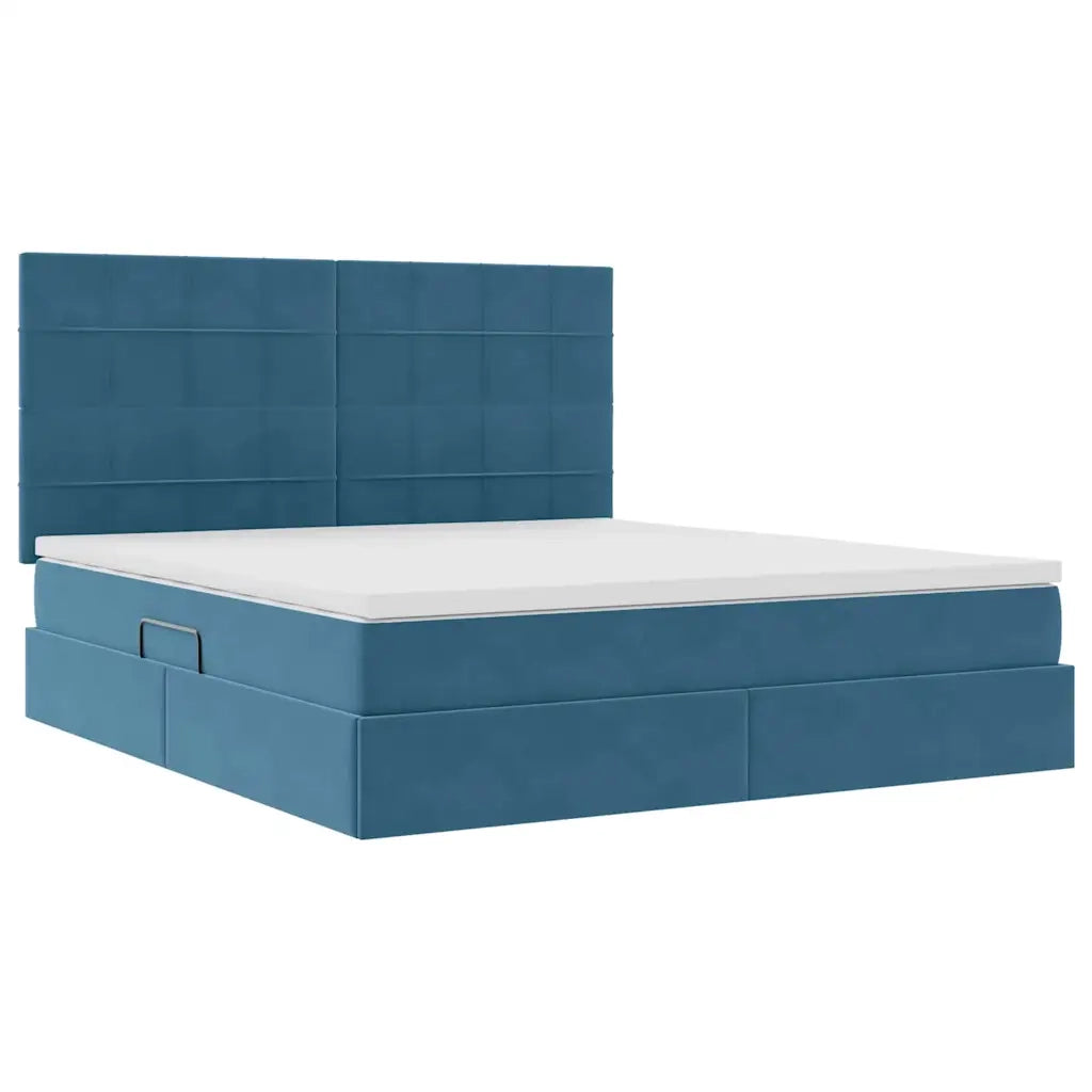 Letto con contenitore e materasso Blu Scuro 180 x 200 cm 3372049