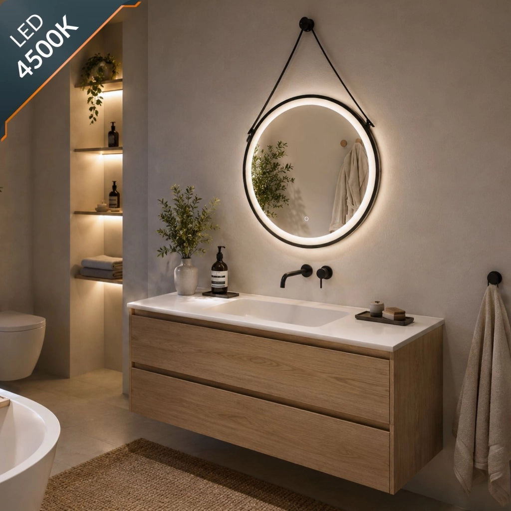 Specchio per ambienti bagni e zone benessere tondo retroilluminato led con interruttore touch *** misura Ø80, tonali...