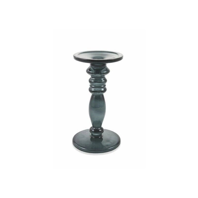 CANDELIERE IN VETRO D10,5XH20,5 GRIGIO