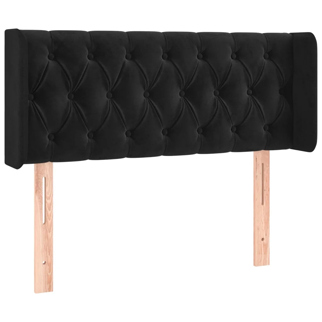 Testiera ad Orecchio-Testata con Orecchie Nera 103x16x78/88 cm in Velluto 558335
