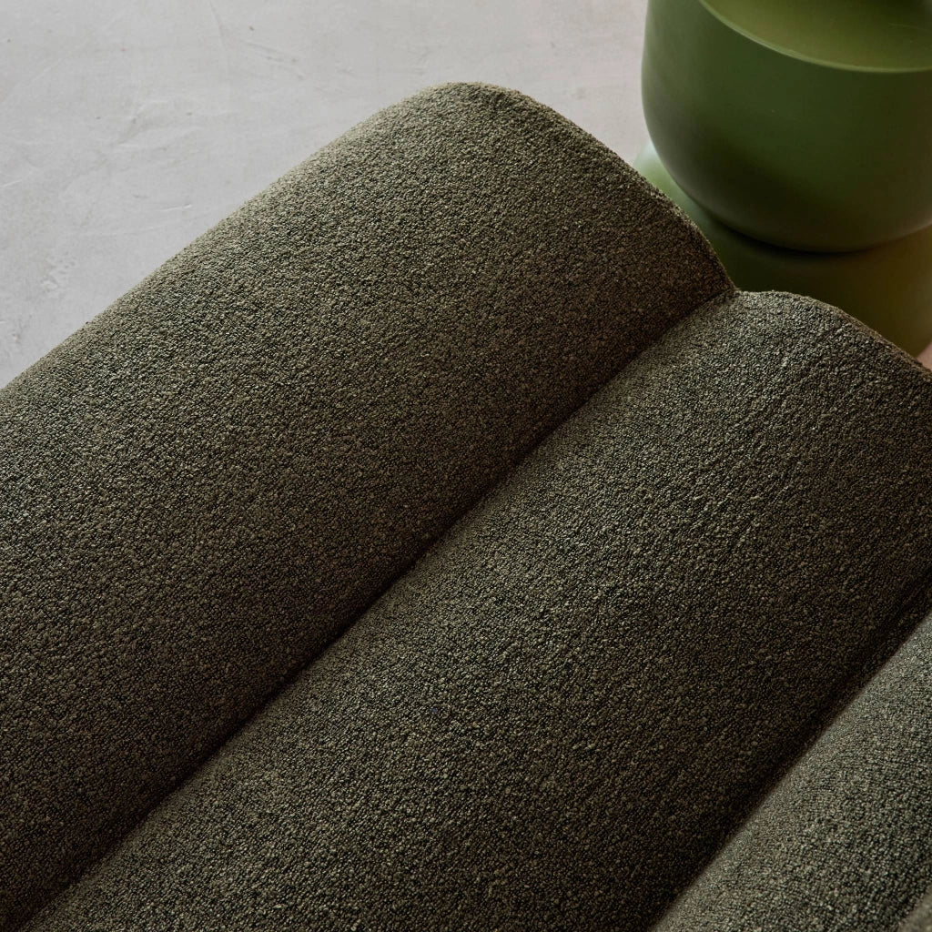 Divano modulare effetto alpaca, 3 posti, verde kaki