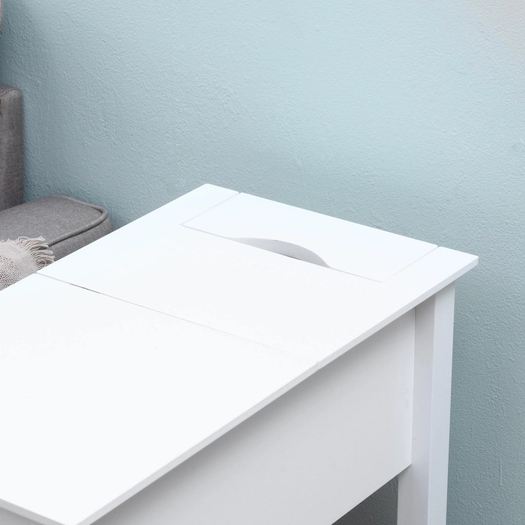 Comodino con Ripiano e Foro per Cavi ¨C Minimal ¨C 60.5x32.5x70 cm Bianco