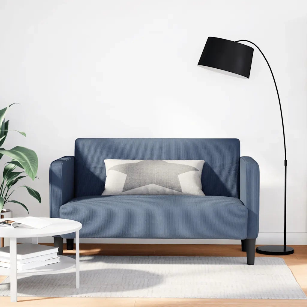 Divano Divanetto-Sofa Blu 109 cm Tessuto di Velluto a Coste