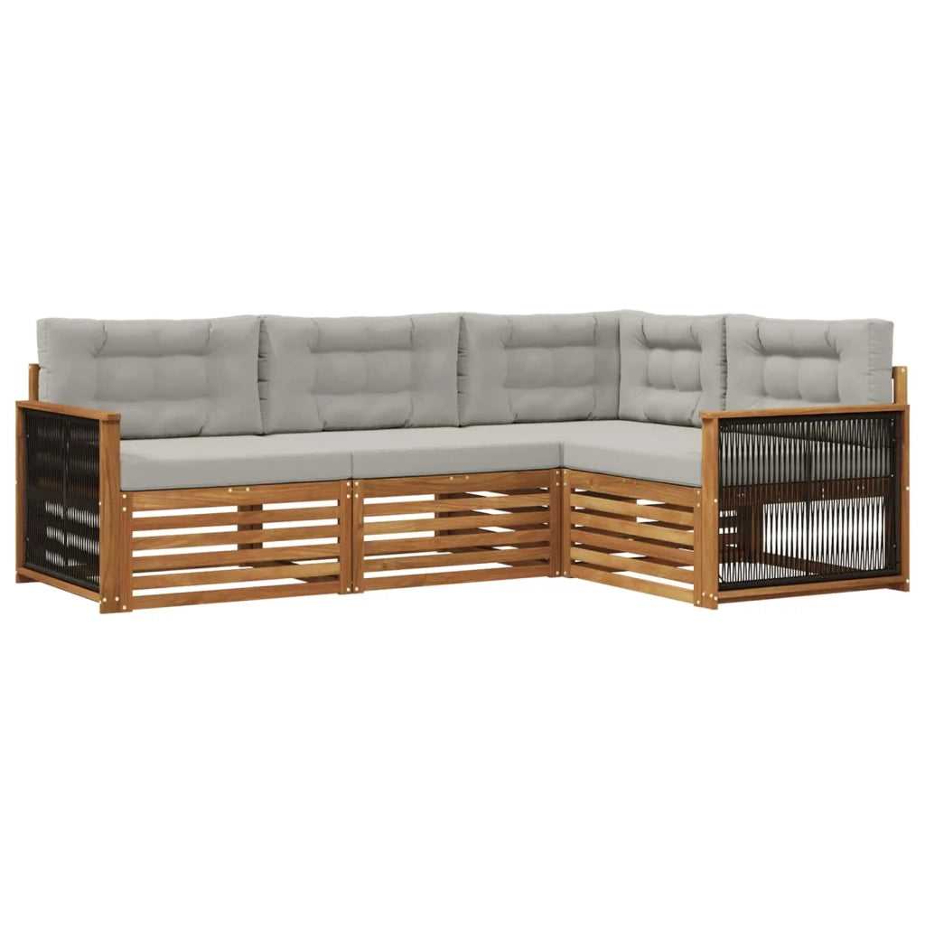 Set di divani da esterno 4 pcs Naturale e Grigio Chiaro 3383294