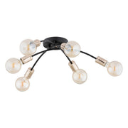 Plafoniera industriale Alfa Lensi 6 luci E27 nero oro