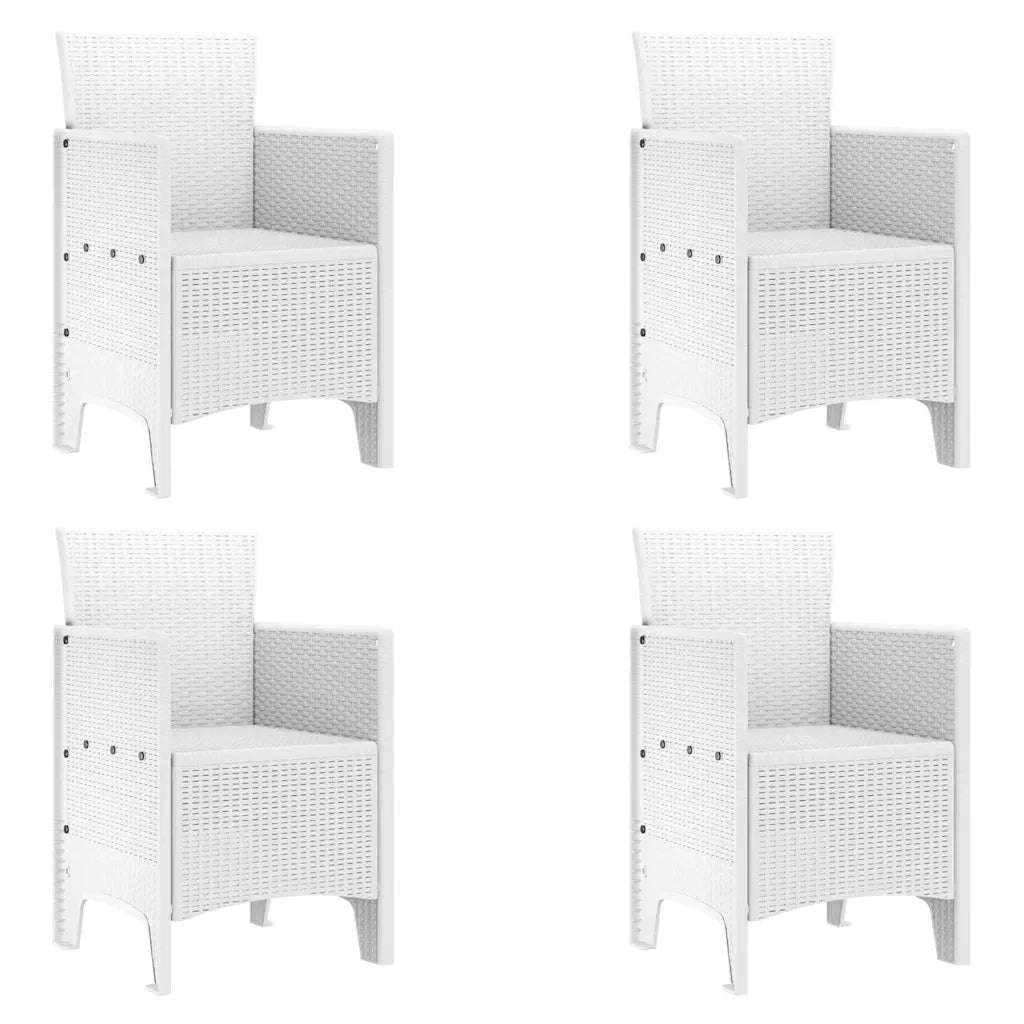 Set da Pranzo per Giardino 5 pcs Bianco Rattan Polt