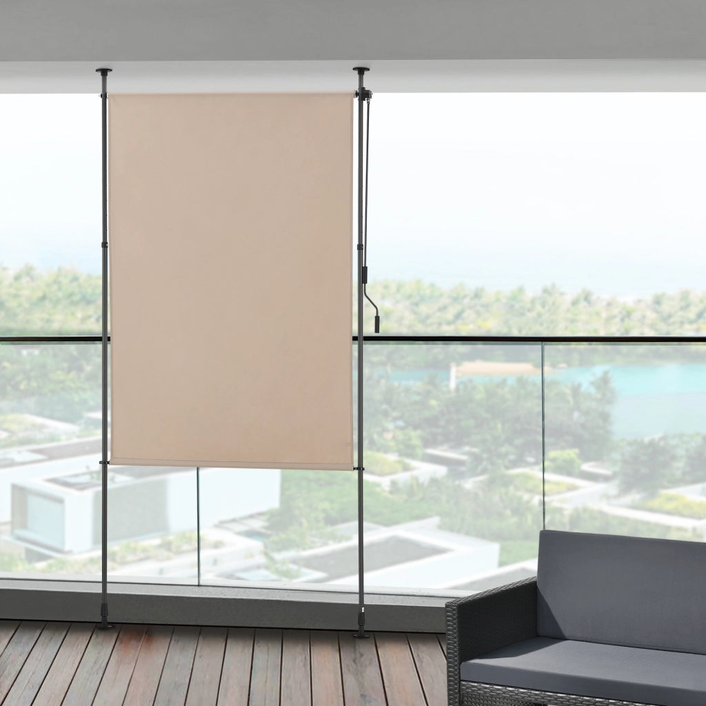 Schermo Verticale Cimarra da Balcone con Pali Telescopici Tenda Parasole Larga 120 cm color Sabbia pro.tec