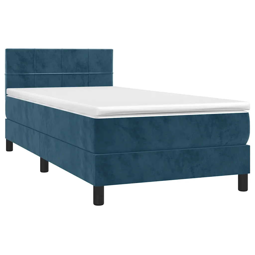 Letto a Molle con Materasso e LED Blu Scuro 80x200cm in Velluto 3134373