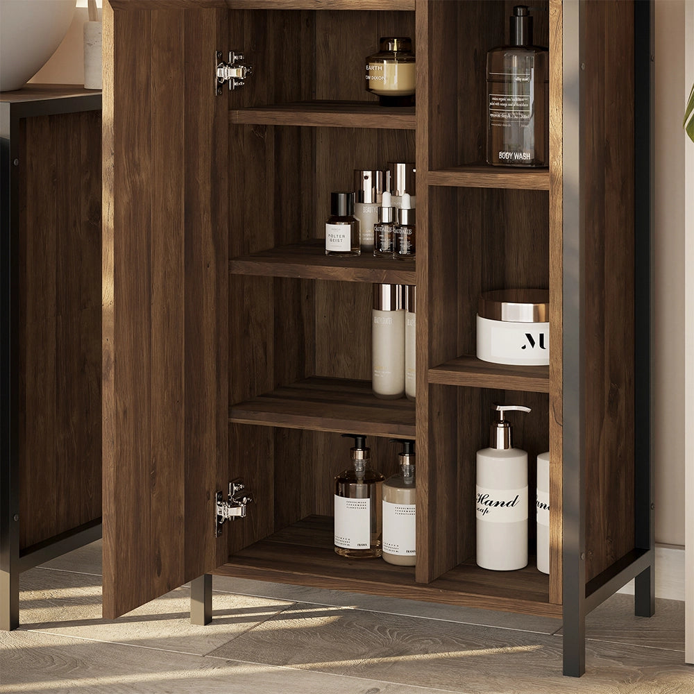 Vicco mobiletto bagno Quercia/nero 50 x 80 cm con 7 scomparti