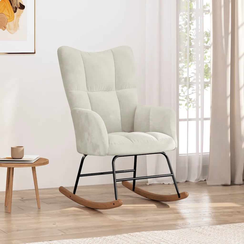Sedia a Dondolo Crema in Velluto 328148