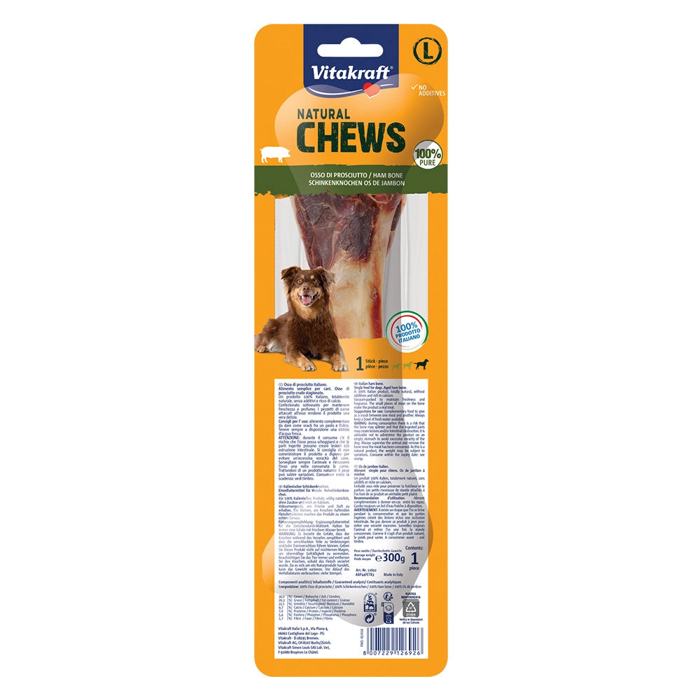 OSSO MASTICATIVO PER CANI 'NATURAL CHEWS' gusto prosciutto crudo italiano  - VITAKRAFT