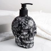 Dispensatore di sapone con teschio - Flacone di crema per mani lavabile - 1 pezzo - Nero-argento - Resistente all'ossidazione