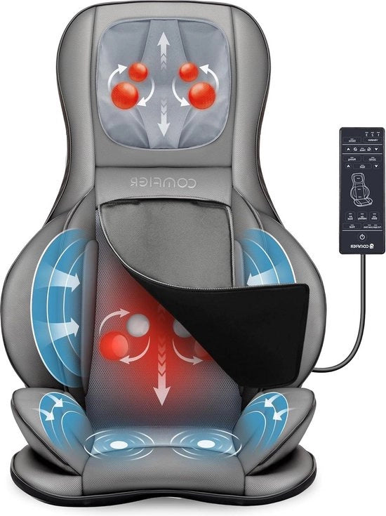 Cuscino di massaggi Shiatsu con rotelle per ginocchia - massaggio vibrante e a compressione d'aria - funzione di riscaldamento - massaggio del collo, spalle, schiena e cosce