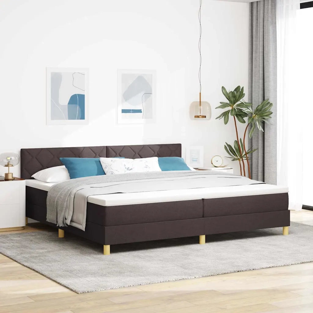 Letto a molle con cuscino Marrone Scuro 200 x 200 cm Tessuto 3339024