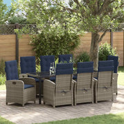 Set da Pranzo per Giardino con cuscino 9 pcs Grigio polyrattan 3380357
