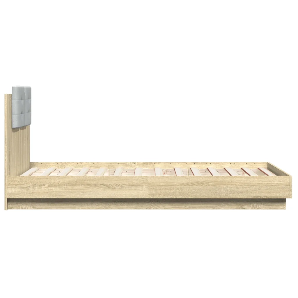 Giroletto con Testiera-Struttura Letto con testiera Rovere Sonoma 90x190cm Legno Multistrato
