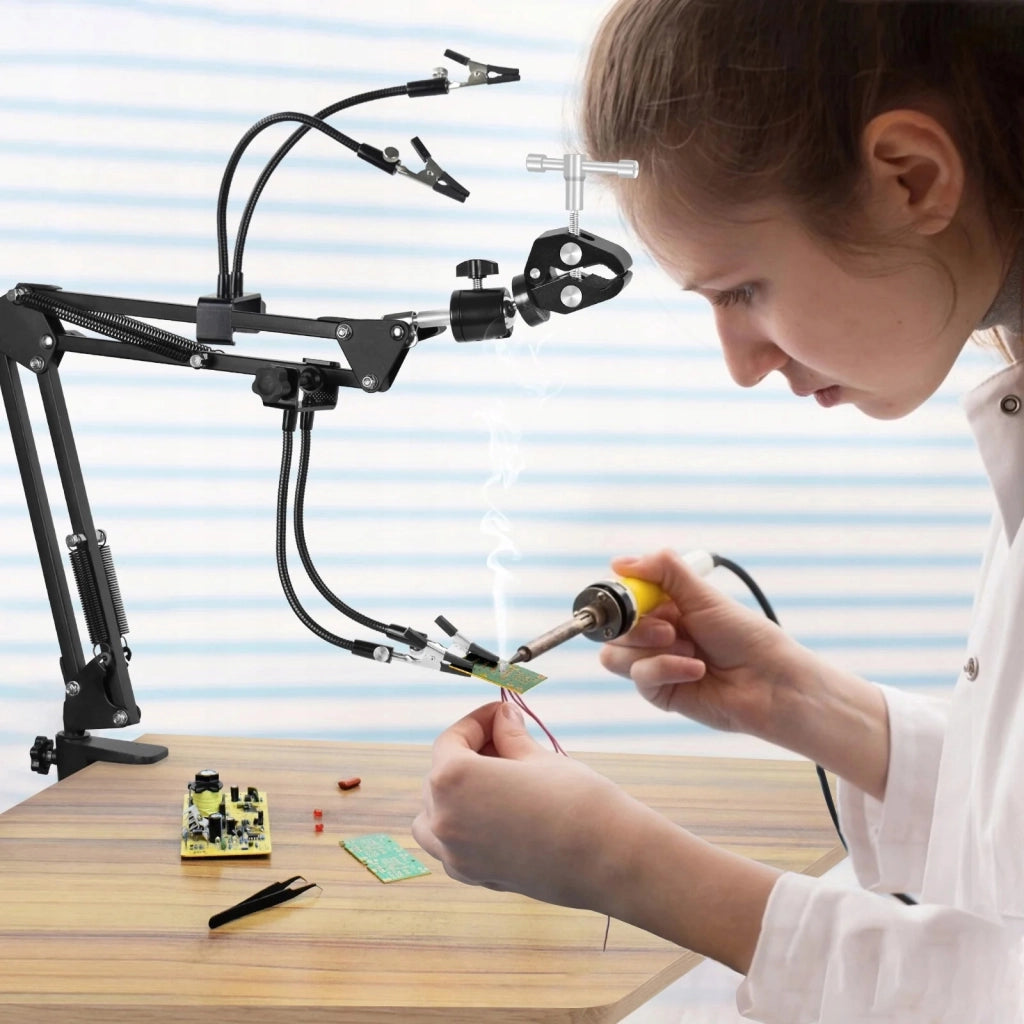 Supporto Universale con 4 Bracci Flessibili e Morsetti – Precisione e Stabilità | Ideale per Elettronica e Modellismo