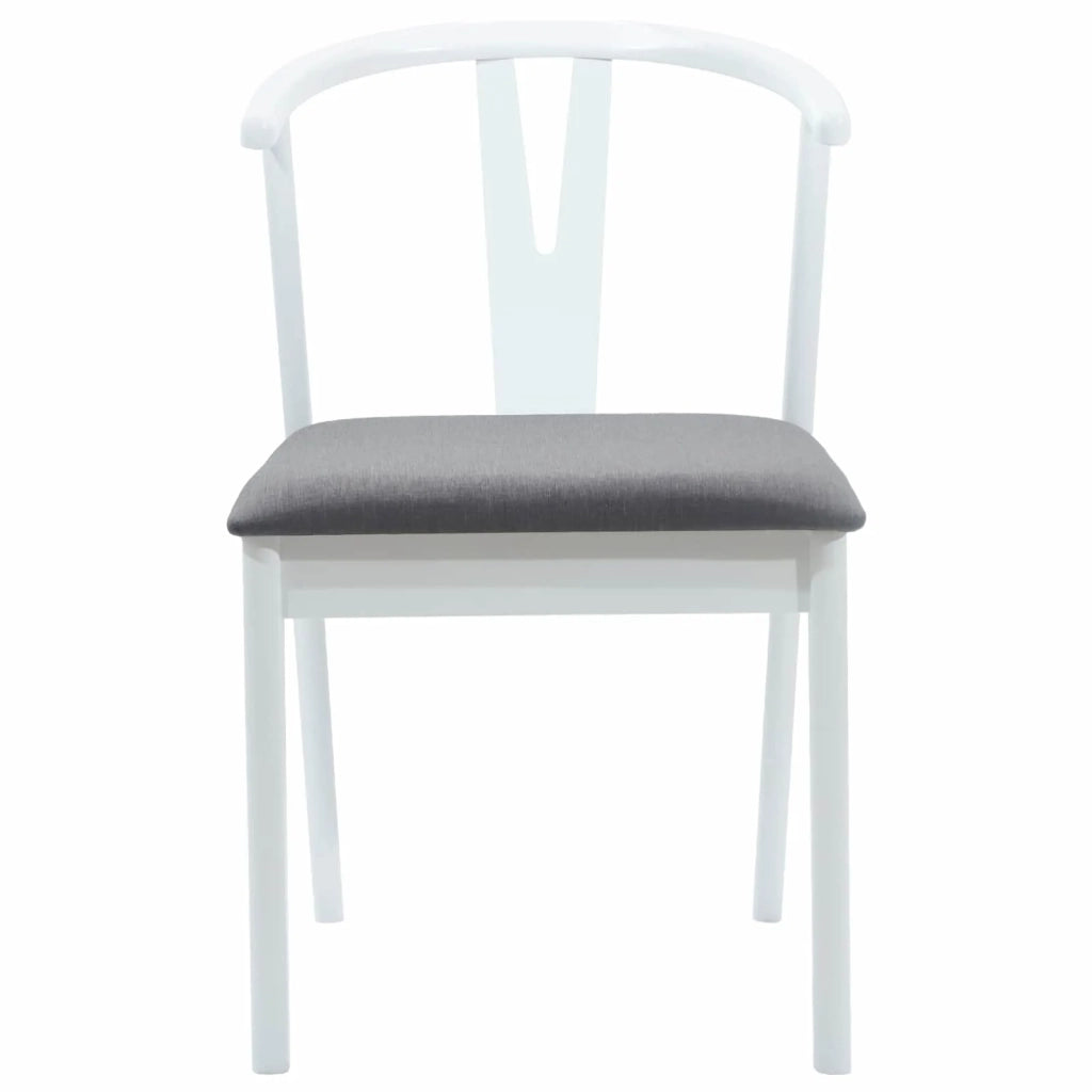 Sedia da pranzo 2 pcs Bianco e Grigio Legno di gomma solido 42020406