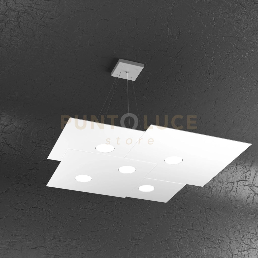 PLATE SOSPENSIONE 5+2 LUCI BIEMISSIONE BIANCO 1129-S5+2-BI