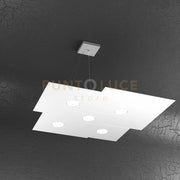 PLATE SOSPENSIONE 5+2 LUCI BIEMISSIONE BIANCO 1129-S5+2-BI