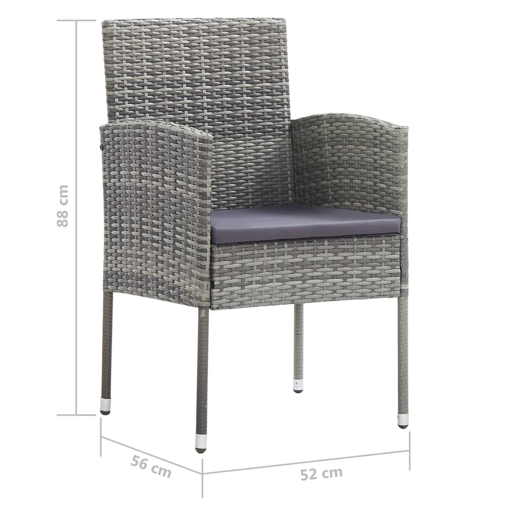 Sedie Giardino con Cuscini Grigio Scuro 2 pz Grigie Polyrattan 318705