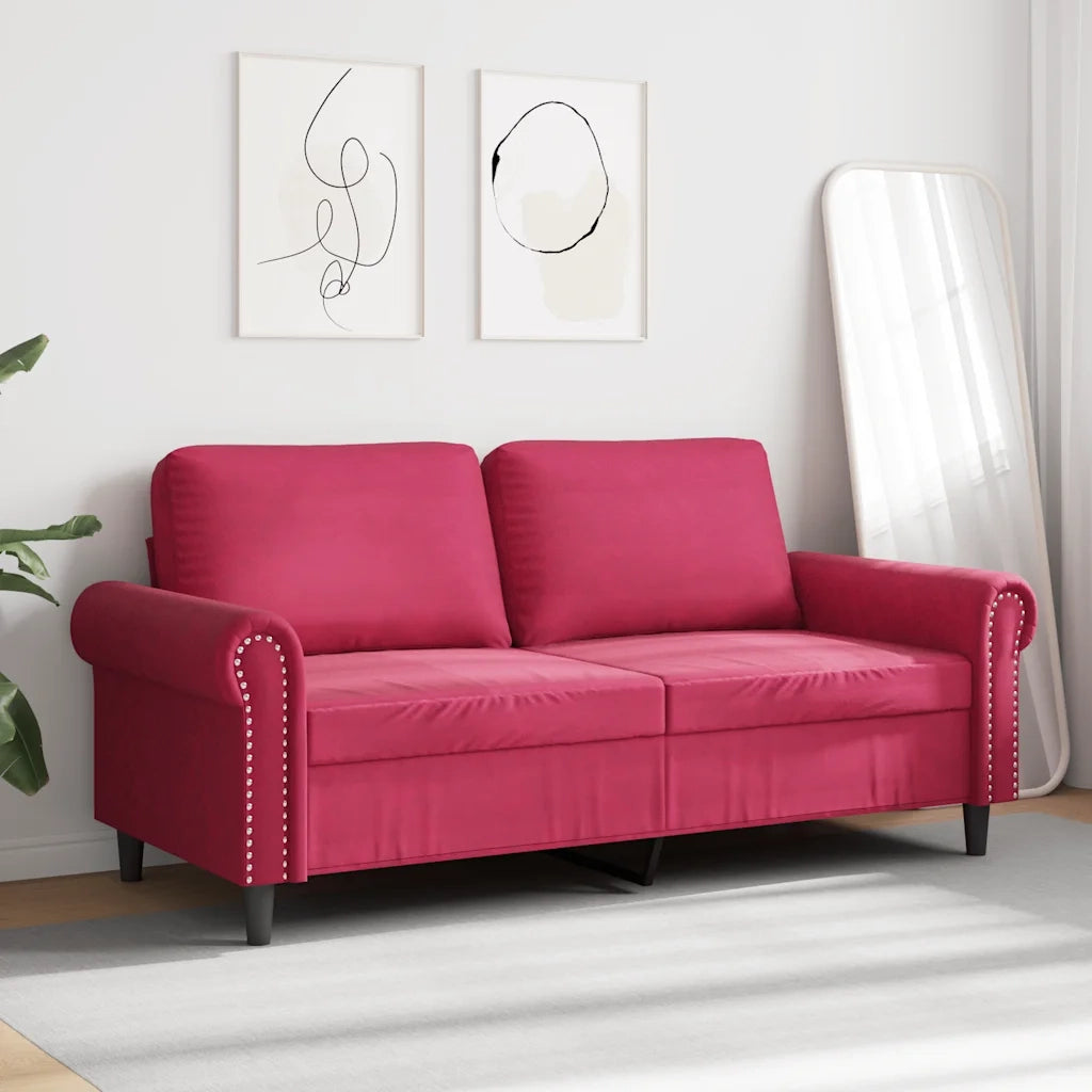 Divano a 2 Posti-Sofa 2 Posti Rosso Vino 140 cm in Velluto 927668