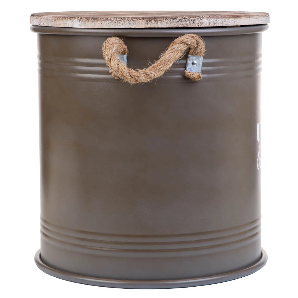 Cesto de ropa de metal impreso marrón 35x37h cm