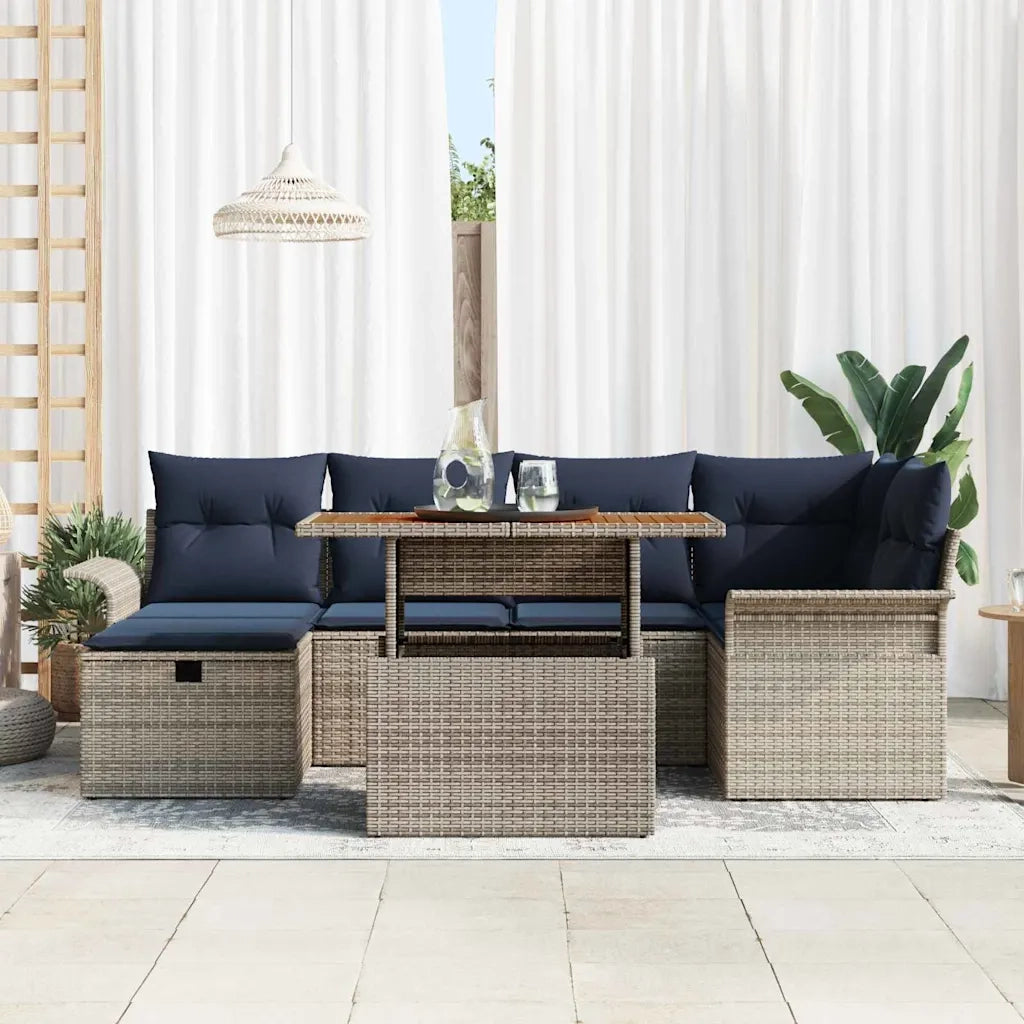 Set Divano da Giardino 7 pcs Grigio polyrattan 3361248
