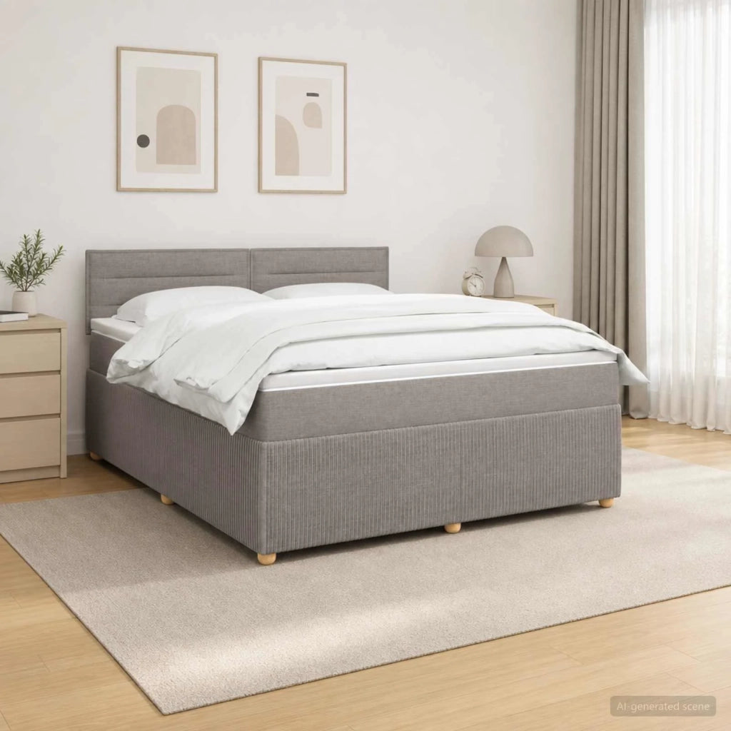 Letto box spring con materasso Tortora 140 x 190 cm Tessuto 3451458