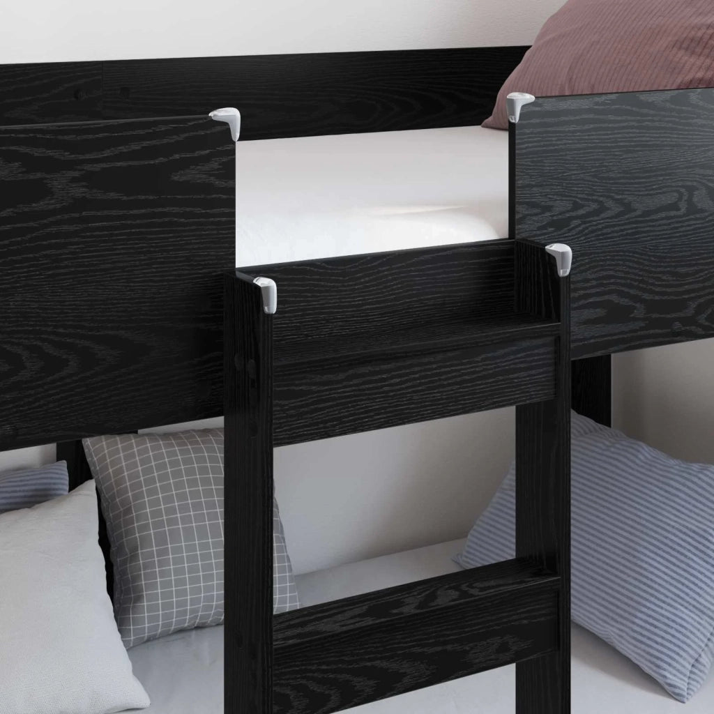 Letto a Castello per Bambini Rovere Nero 90 x 200 cm