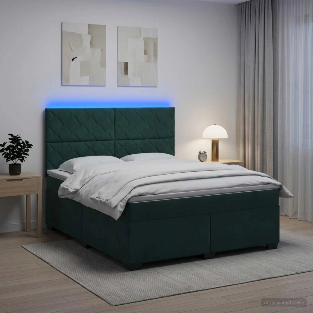 Letto box spring con materasso Verde Scuro 140 x 190 cm Velluto 3455111