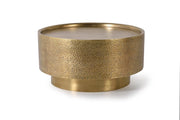 Tavolino in alluminio dorato e bronzo
